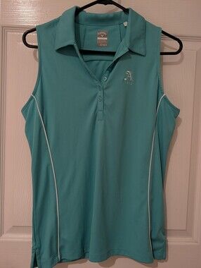 Callaway Teal Sleeveless Polo with White Piping